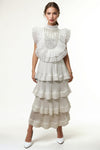 S3085 EMBLISHISHED RUFFLE TOP (PINK, WHT)