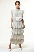 NY0012 LAYERED RUFFLE SKIRT (BLK, WHT)