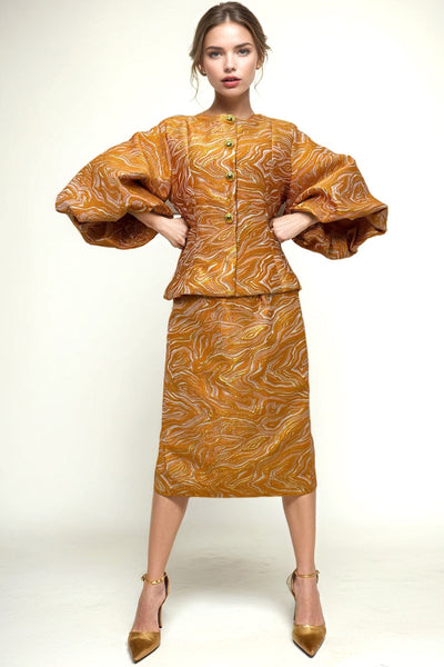 A94088 PUFF SLEEVE TOP/ SKIRT SET