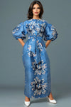 W3236B FLORAL PUFF SLEEVE DRESS