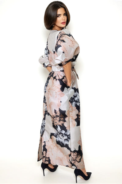 W3236A PUFF SLEEVE MAXI DRESS