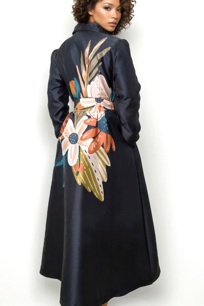 A95114 BOUQUET PRINT BUTTON-DOWN DRESS