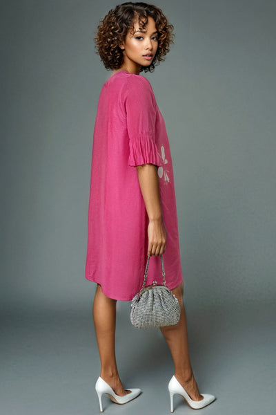 NY0003 PLEATED SLEEVE CRINKLED DRESS