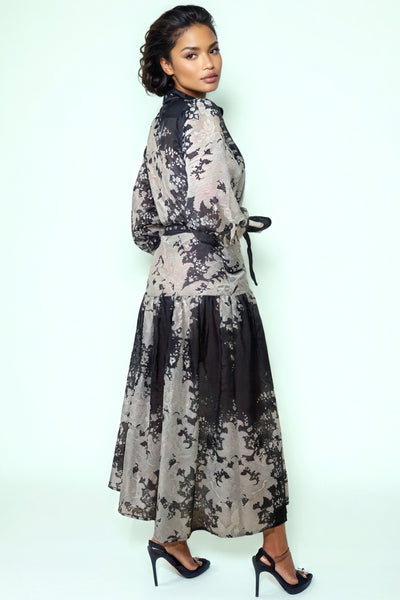 GF1151 STAND COLLAR BUTTON-DOWN DRESS