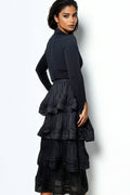 NY0012 LAYERED RUFFLE SKIRT (BLK, WHT)