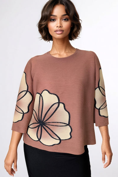 NY0015 CRINKLED RHINESTONE TOP (ORG, BRN)