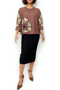 NY0015 CRINKLED RHINESTONE TOP (ORG, BRN)