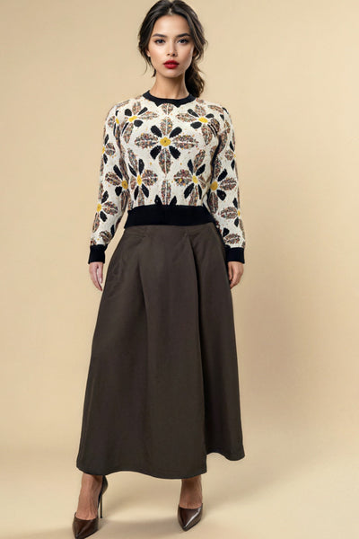T2578 A- LINE BELTED SKIRT (BLK, GREY, COFFEE)