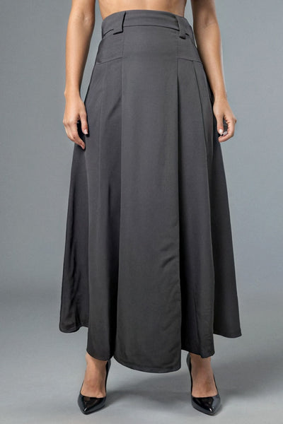 T2578 A- LINE BELTED SKIRT (BLK, GREY, COFFEE)