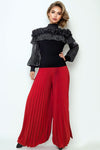 NY0013 PALAZZO PLEATED PANTS (RED, CAMEL)