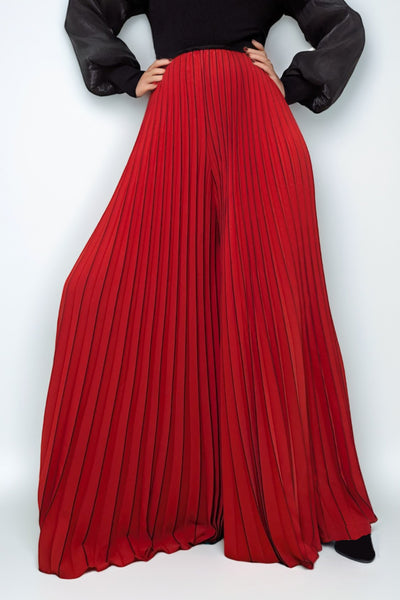 NY0013 PALAZZO PLEATED PANTS (RED, CAMEL)