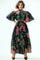 GF1213 STAND COLLAR PUFF SLEEVE DRESS