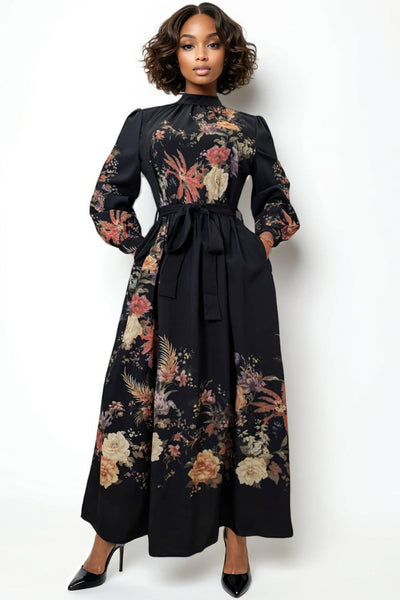 GF1184 LONG SLEEVE FLORAL MAXI DRESS