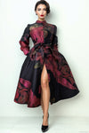 W86971 BUTTON DOWN HIGH NECK DRESS