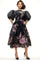 T2579 PUFF SLEEVE BROCADE DRESS
