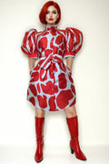 A94065 PRINTED MIDI DRESS (RED, BLK, BLUE)