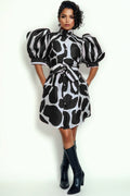 A94065 PRINTED MIDI DRESS (RED, BLK, BLUE)