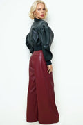 CH0098 PUFF-SLEEVE BOMBER JACKET TOP (BLK, GRN)