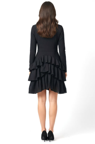BL008 LAYERED V NECK BANDAGE DRESS