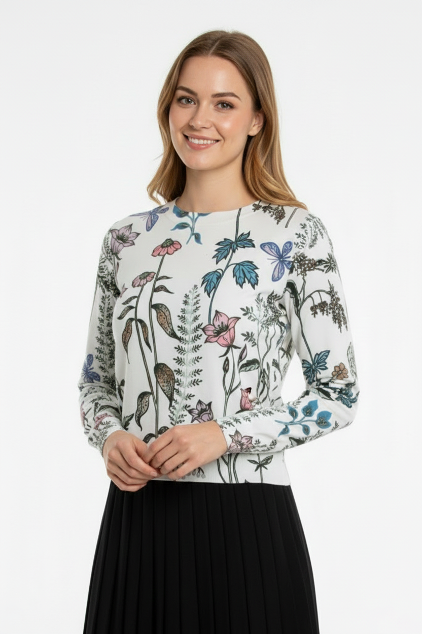 JS0029 BOTANICAL PRINT SWEATER