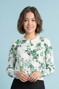 JS0030 FLORAL PRINT BUTTON CARDIGAN SWEATER