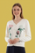 LS65085 FLORAL V-NECK CARDIGAN SWEATER