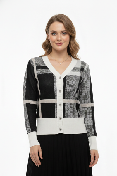 LS65088 STRIPED CARDIGAN SWEATER