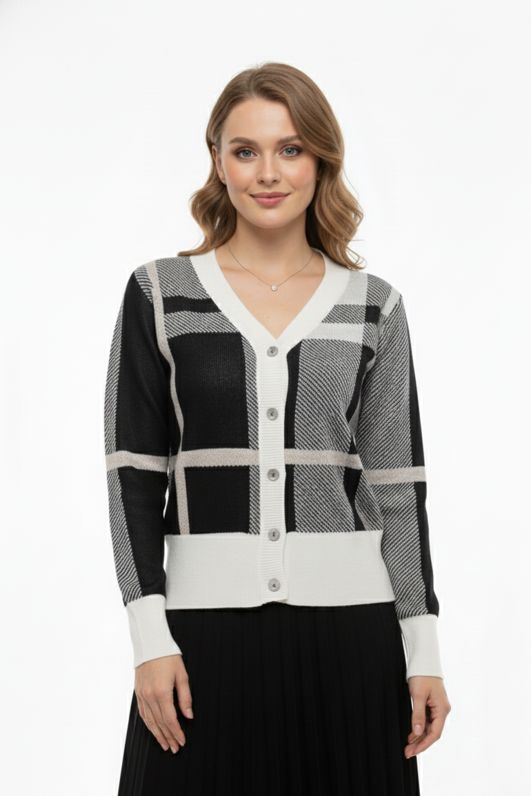 LS65088 STRIPED CARDIGAN SWEATER
