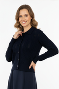 LS65089 COLLARED KNIT CARDIGAN SWEATER (NAVY, LILAC)