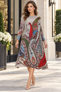 N2502 PAISLEY PRINT CRINKLED DRESS