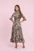 N2586 VINTAGE FLORAL DRESSCRINKLED DRESS