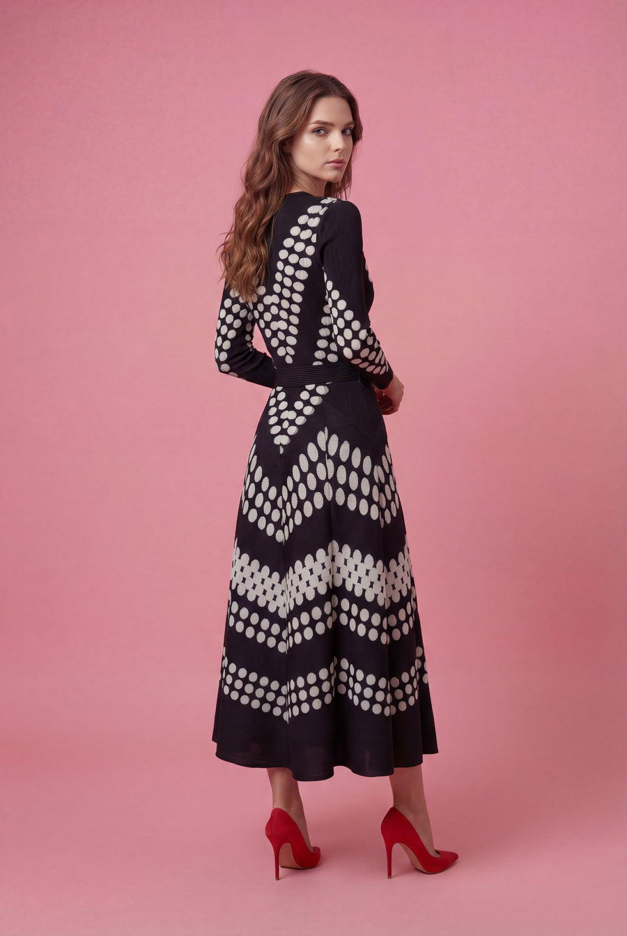 N2594 POLKA DOT CRINKLED DRESS