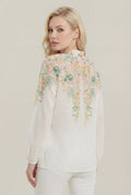 NY0040 FLORAL MANDARIN COLLAR TOP