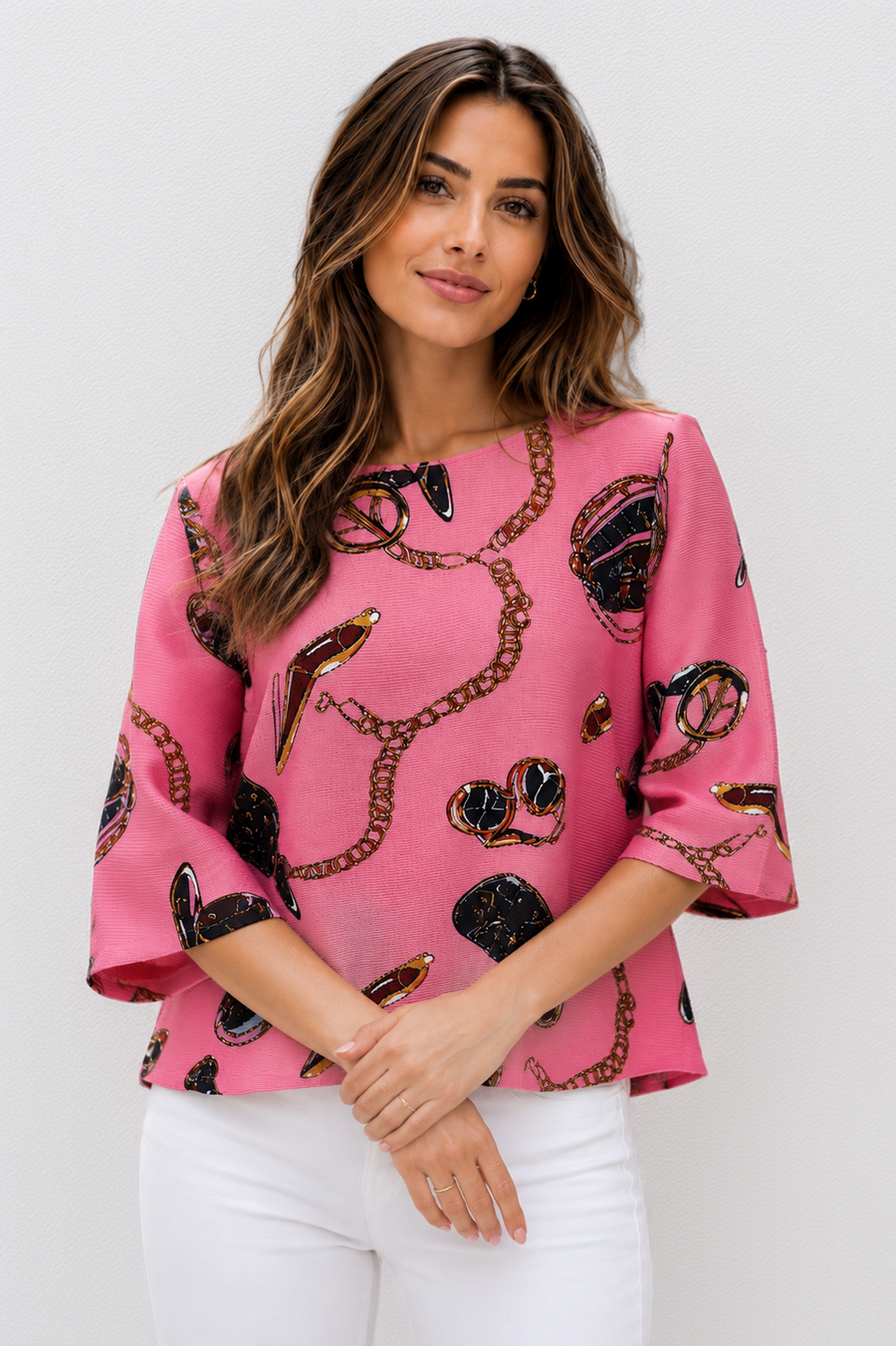NY0095 CHAINLINK CRINKLE TOP (PNK, BLU)