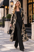 TL0061 METALLIC FLORAL JACQUARD BELTED MIDI JACKET DRESS
