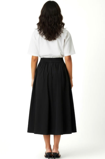 H5801L FAUX BUTTON UP MIDI SKIRT