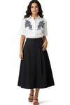 H5801L FAUX BUTTON UP MIDI SKIRT