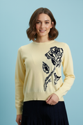 SK025 GRAPHIC ROSE SWEATER (BLK, YELLOW)