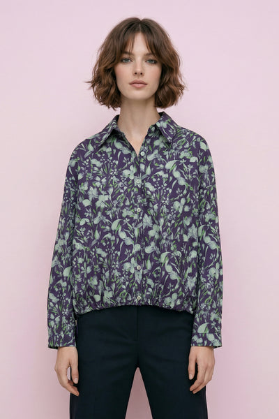 T2615 FLORAL PRINT HI-LO DRAWSTRING TOP