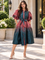 W5968 FESTIVE BROCADE PUFF SLEEVE DRESS