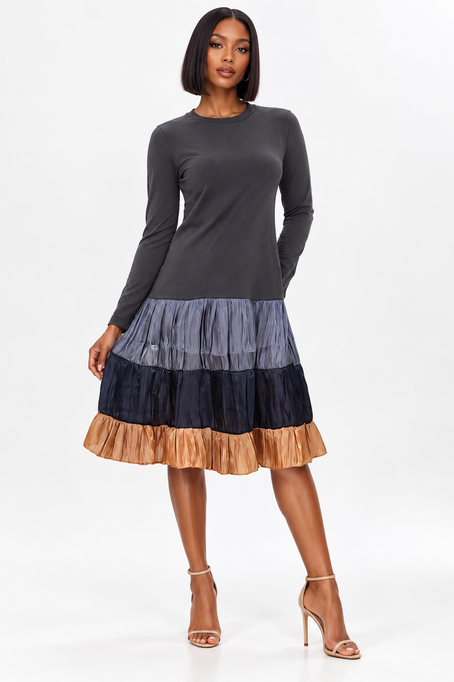 X7138 TIERED MIDI  DRESS