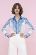 NY0036 PORCELAIN PRINT MANDARIN COLLAR TOP