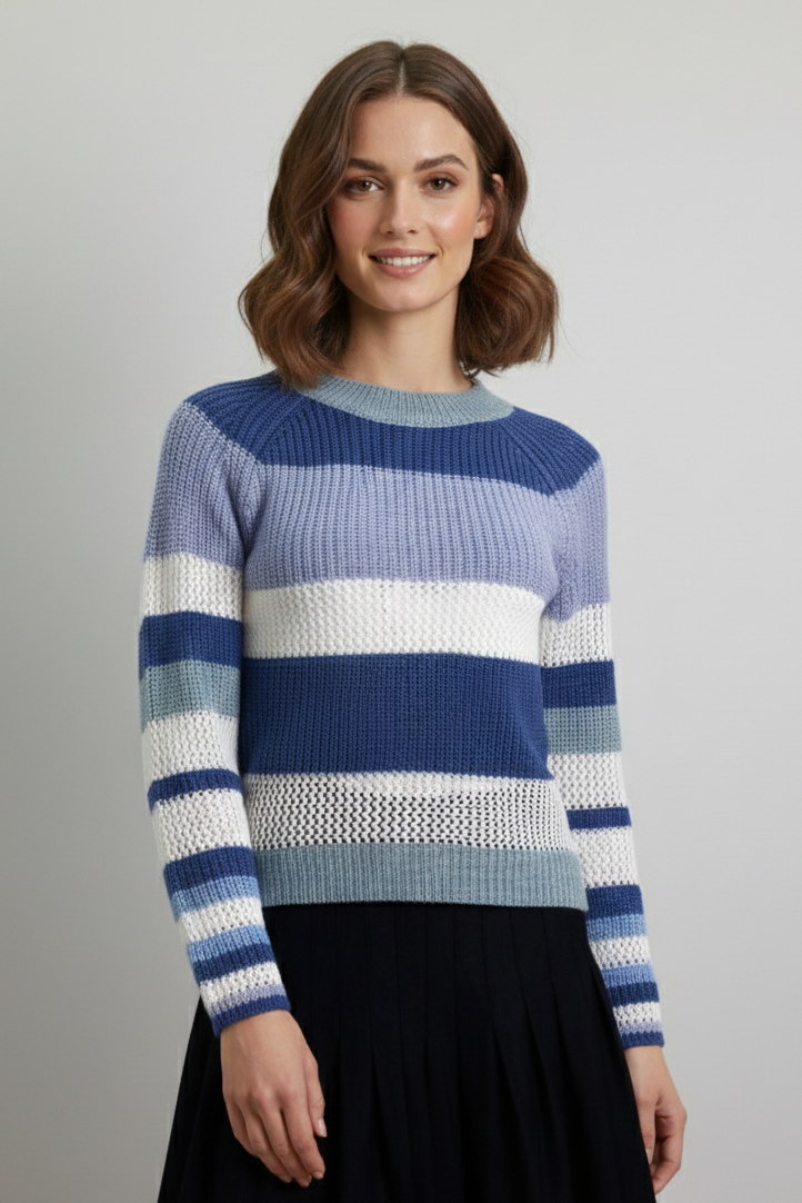 US0003 STRIPE CHUNKY KNIT SWEATER
