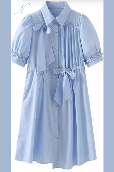 T81122 DRESS (WHT, ORANGE, BLUE)