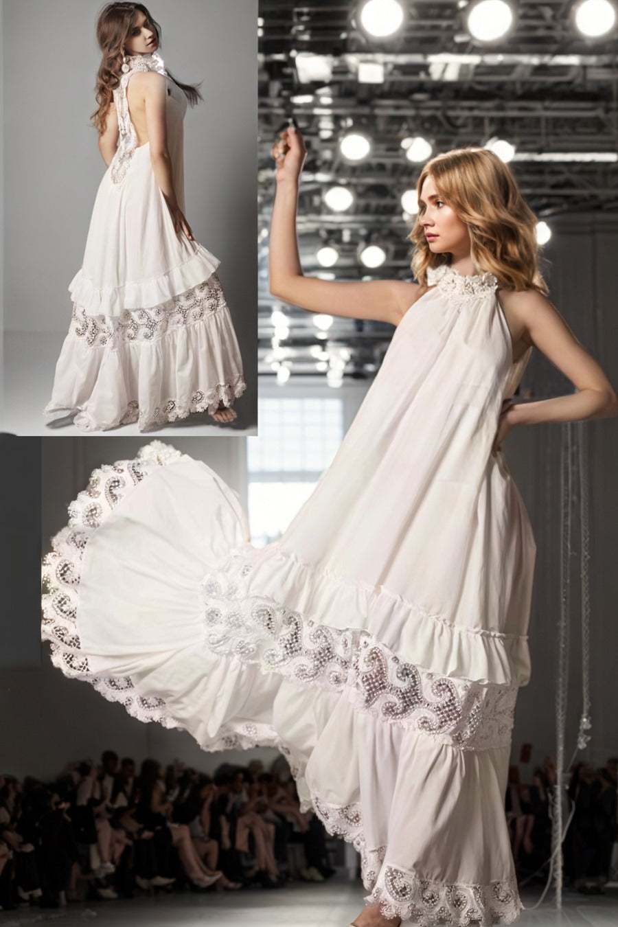 A93153 RUFFLE MAXI DRESS (BLUE, WHT) N by Nancy A93153 RUFFLE MAXI DRESS (BLUE, WHT) N by Nancy