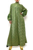 N2454 HIGH NECK LONG SLEEVE MAXI CRINKLED DRESS