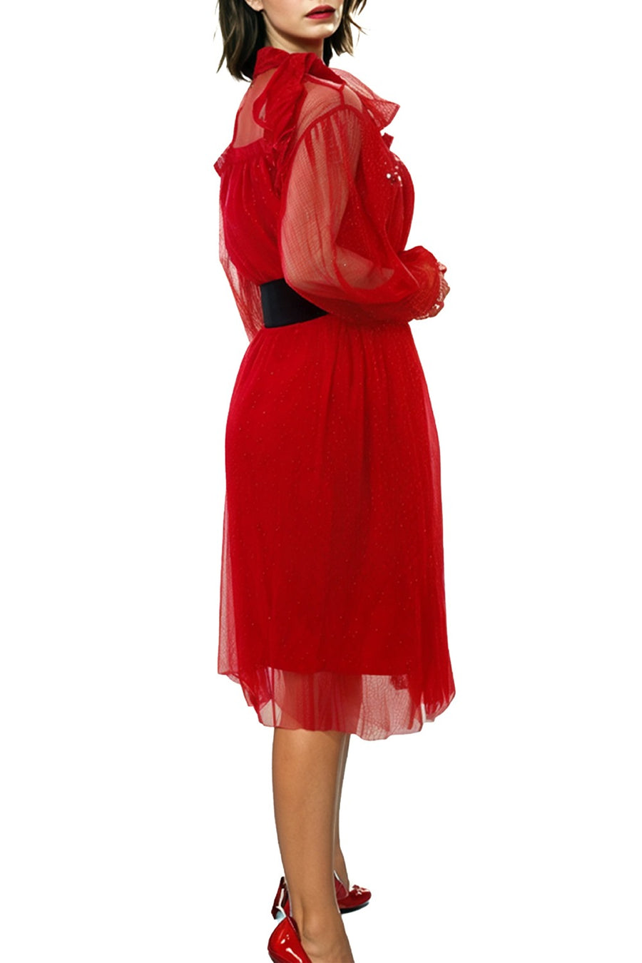W760 SHEER LONG SLEEVE MIDI DRESS N by Nancy W760 SHEER LONG SLEEVE MIDI DRESS N by Nancy