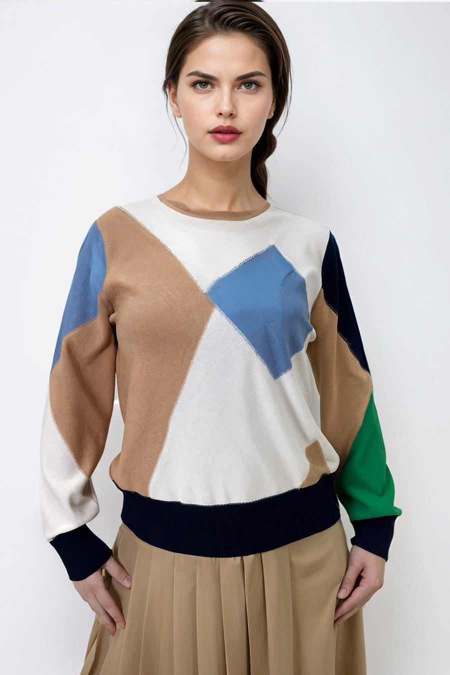 LS65019 ROUND NECK PULLOVER SWEATER