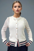 LS65022 EYELET CARDIGAN SWEATER (WHT, BLUE)