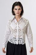 W51501 EMBROIDERED EYELET TOP (WHT, BLK)